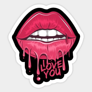 Lips i love you kiss pink blood Sticker